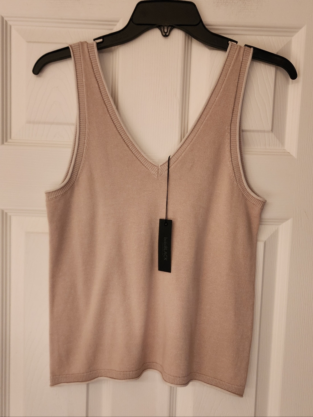 Bobi BLACK Vneck Tank Sweater In Taupe Size Small - Picture 2 of 11